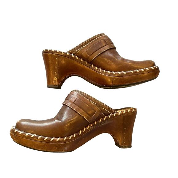 Frye Reese Ring Harness Leather Mules Brown Women's 7.5 - Picture 2 of 10